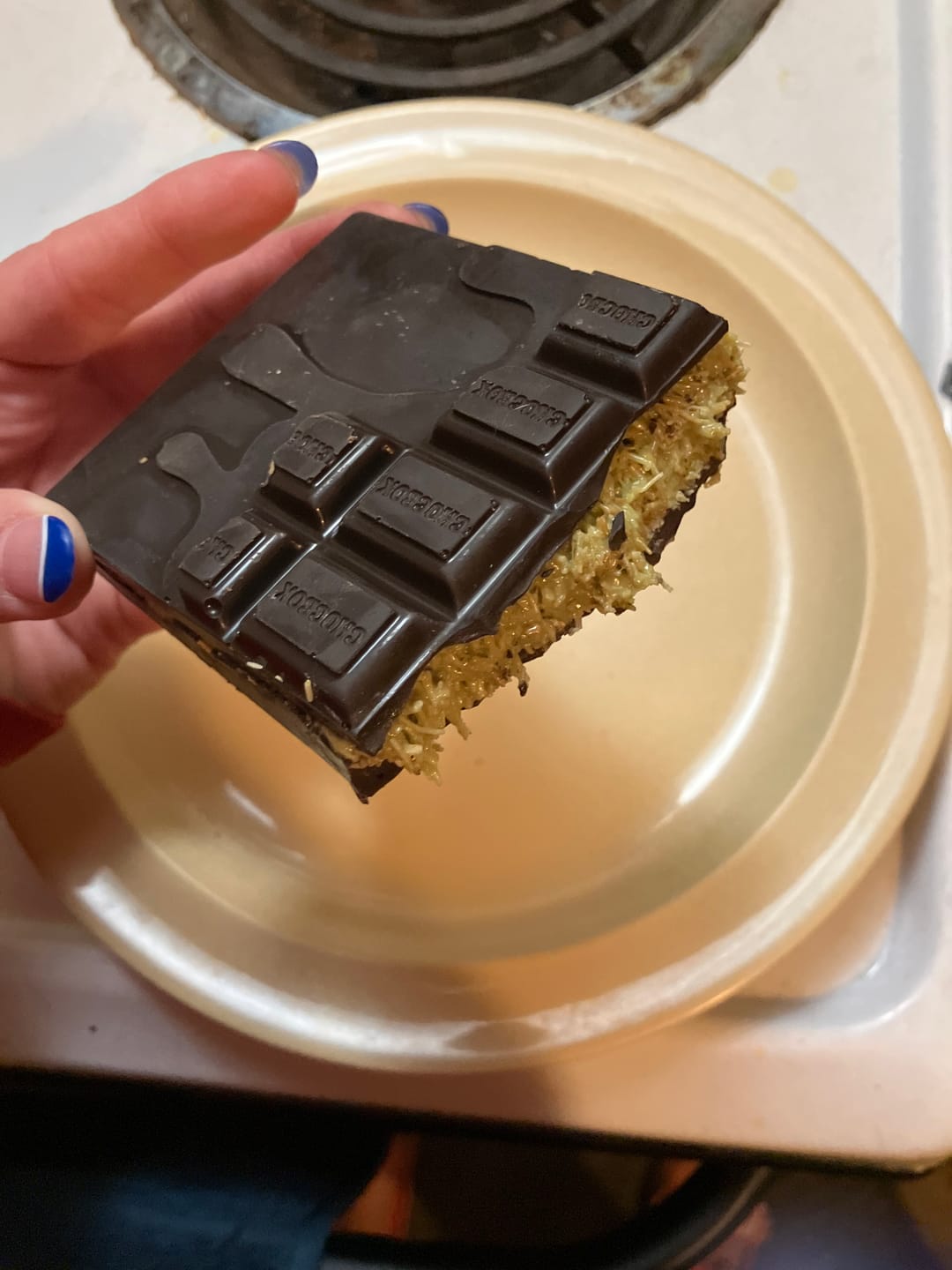 Customer photo review of *REFILL* Pistachio Knafeh Stuffed Chocolate Bar Kit without Reusable Mold