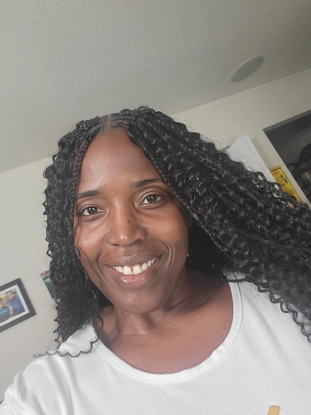 Customer photo review of Double Drawn Burmese Italy Curly Human Braiding Hair