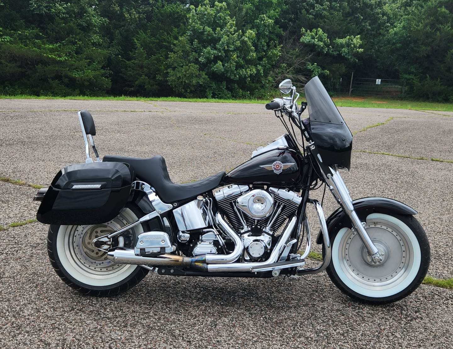 Customer photo review of 40L - Lamellar Raven Extra Large Painted Motorcycle Hard Saddlebags for Harley Softail Fatboy FLSTF/I