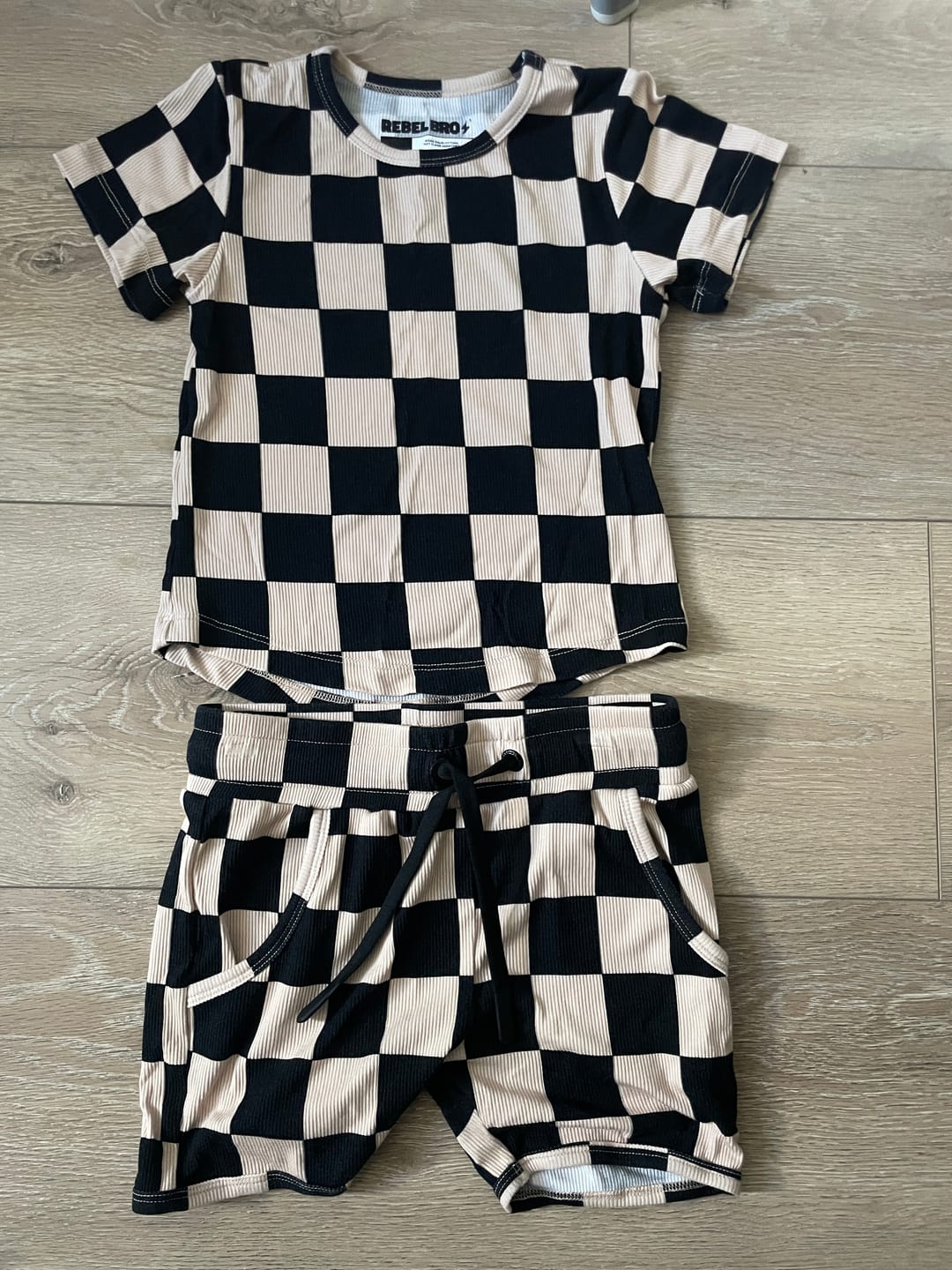 Customer photo review of Biker Two Piece Set in Taupe + Black Checkered