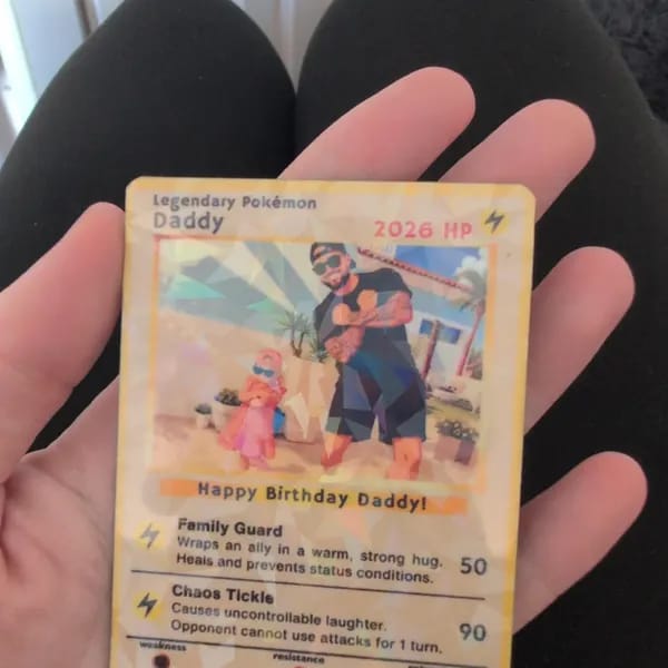 Customer photo review of Classic Vibe Custom Pokémon Card for 2026 Father's Day - Anime Styles Personalized Pokémon Card for Dad - Perfect  Pokémon Card from Wife & Kids - CPC-109