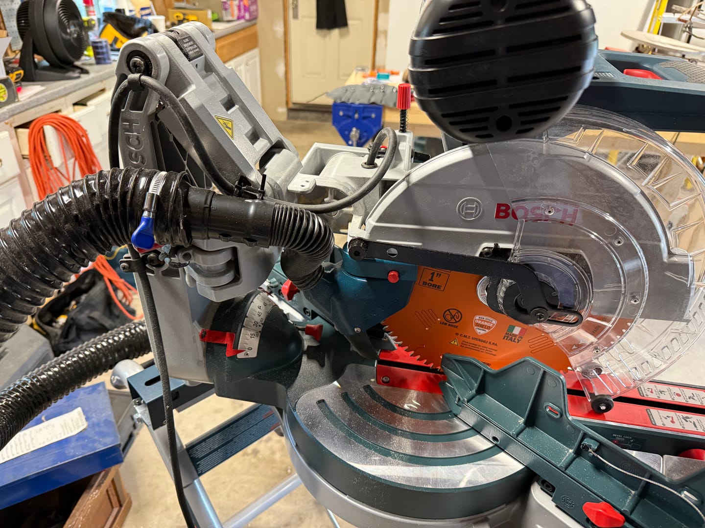 Customer photo review of Dust Collection Chute for Bosch Axial Glide Miter Saw
