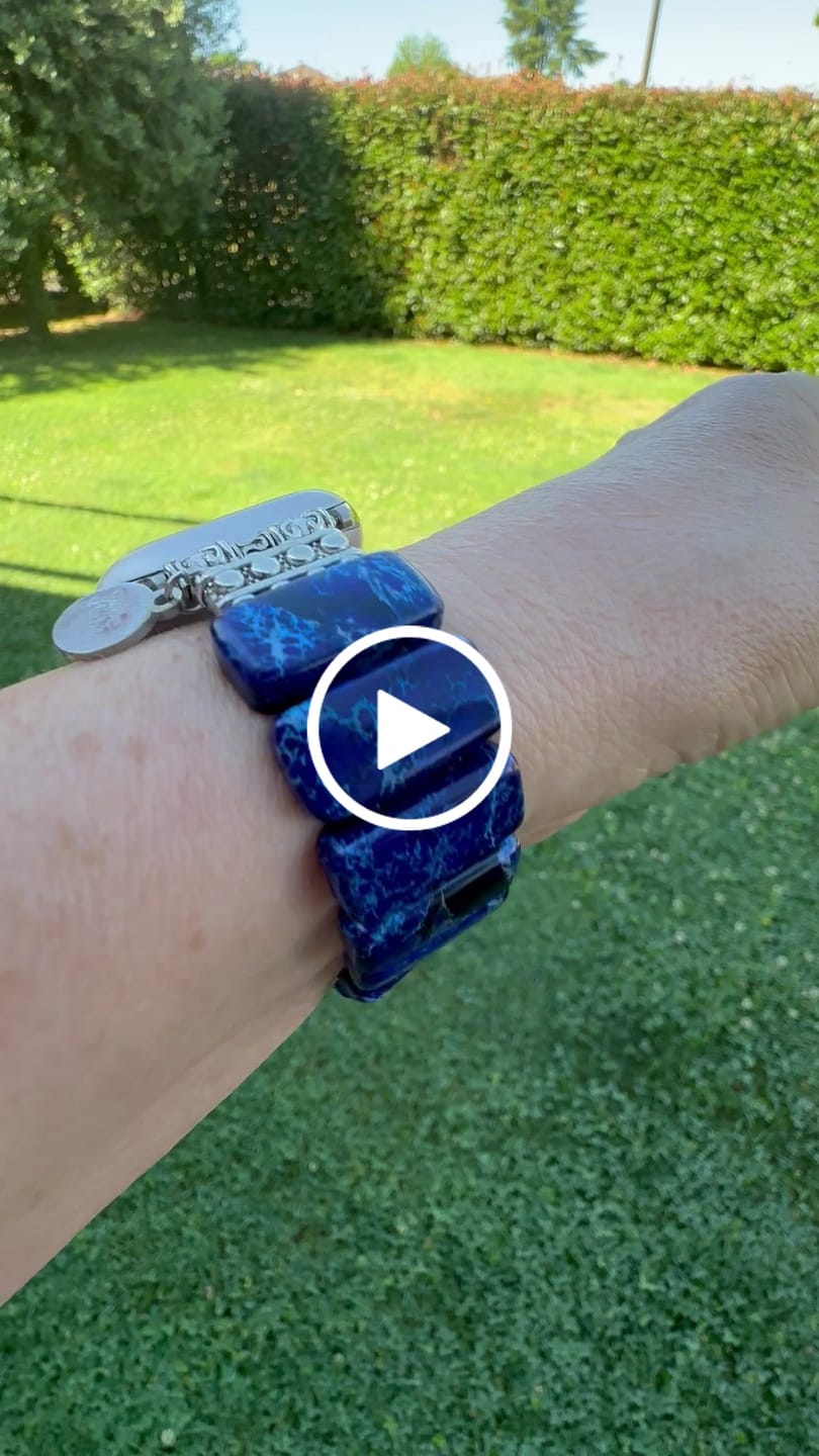 Customer video review of Dark Navy Tibetan Jasper Stretch Apple Watch Strap