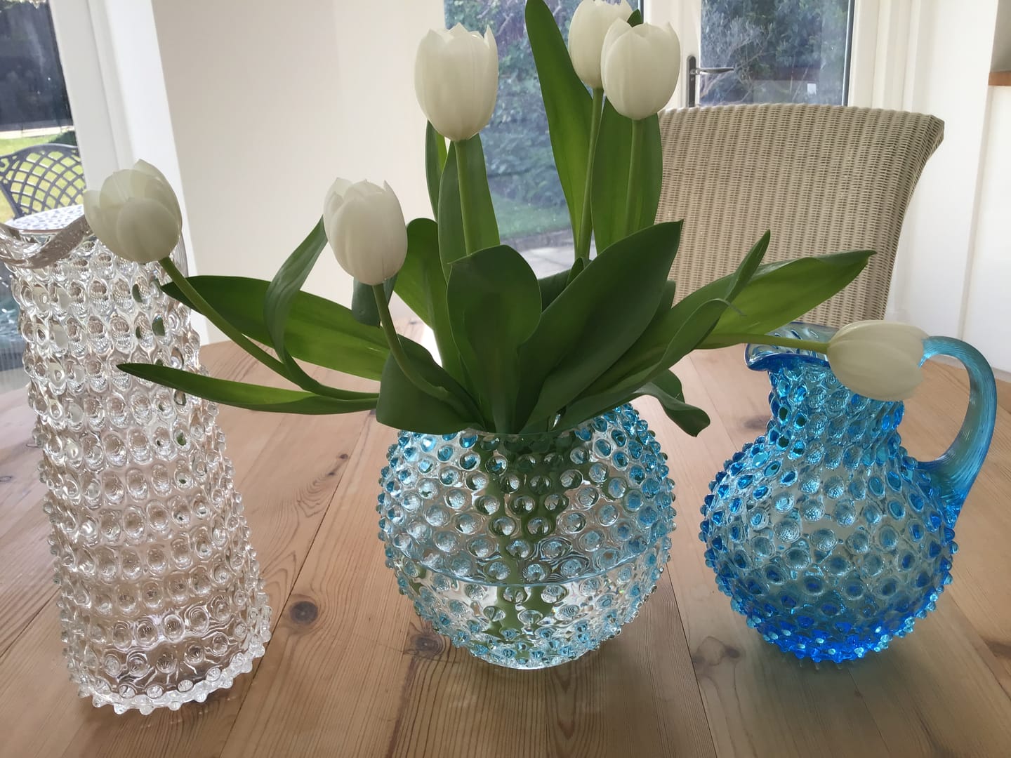 Customer photo review of Underlay Azure Hobnail Round Vase