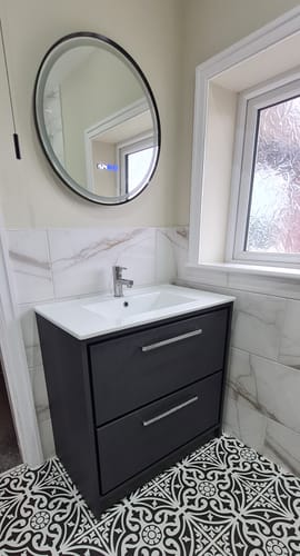 Customer photo review of Hudson Reed Lille 800mm Floor Standing 2-Drawer Vanity Unit & Basin - Graphite Grey Woodgrain