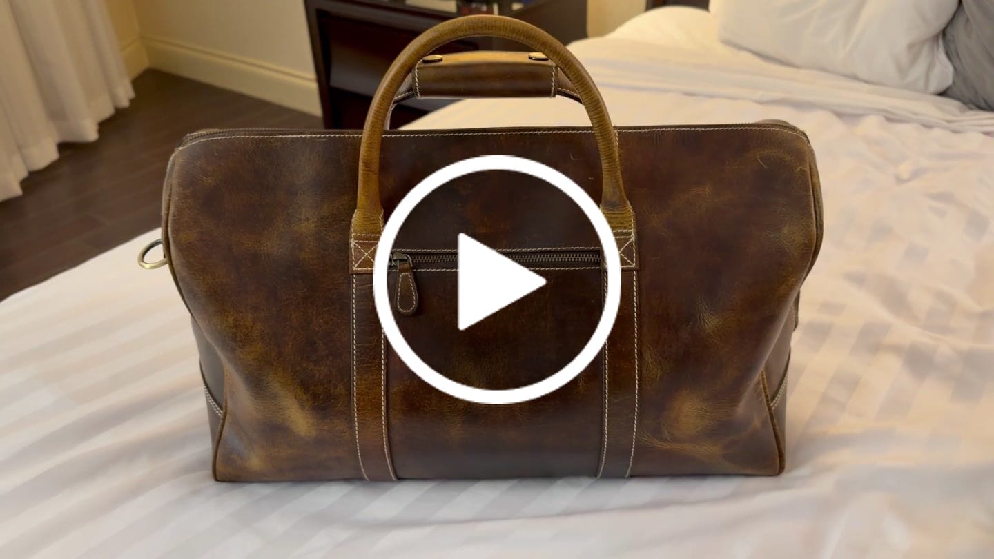 Customer video review of The Wayfarer Bag - Cognac Classic Full-Grain Leather Duffle Bag
