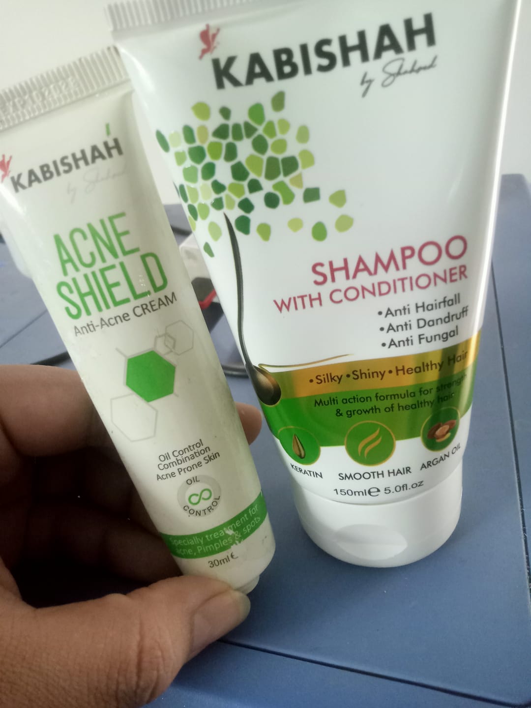Customer photo review of Hair Care Bundle: Argan Oil Hair Serum + Shampoo