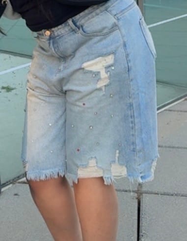 Customer photo review of Aelfric Eden Rhinestone Application Jorts