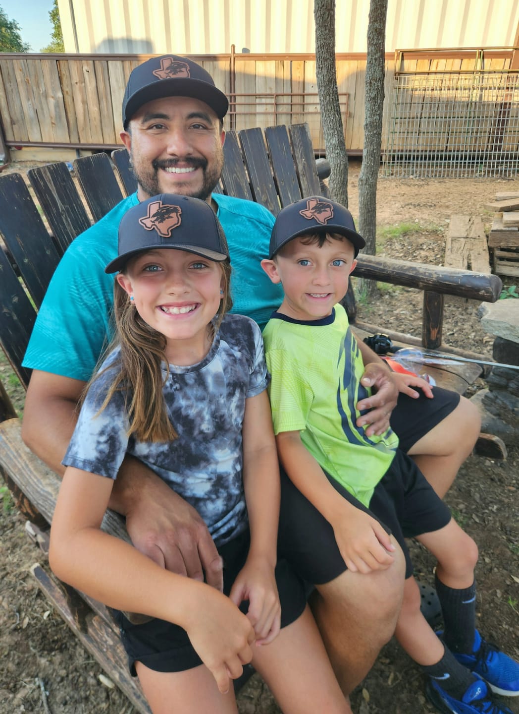 Customer photo review of Youth Custom Leather Patch Trucker Hat - Richardson 112
