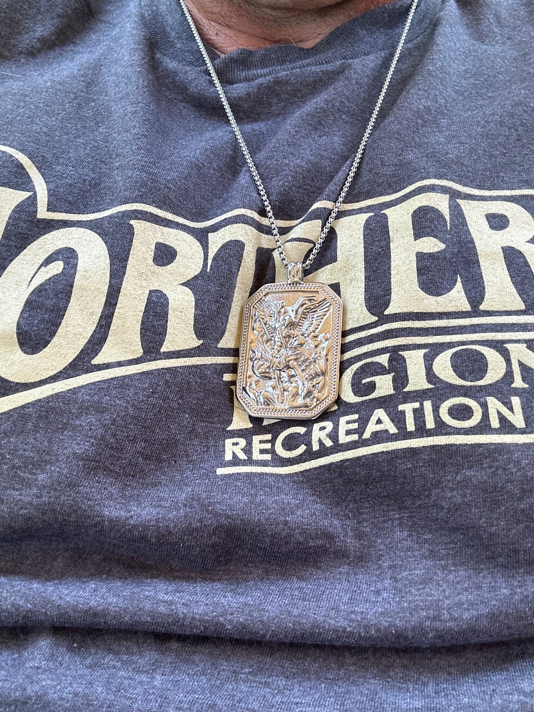 Customer photo review of FREE Today: Classic Style St. Michael the Archangel Protection Stainless Steel Pendant Necklace