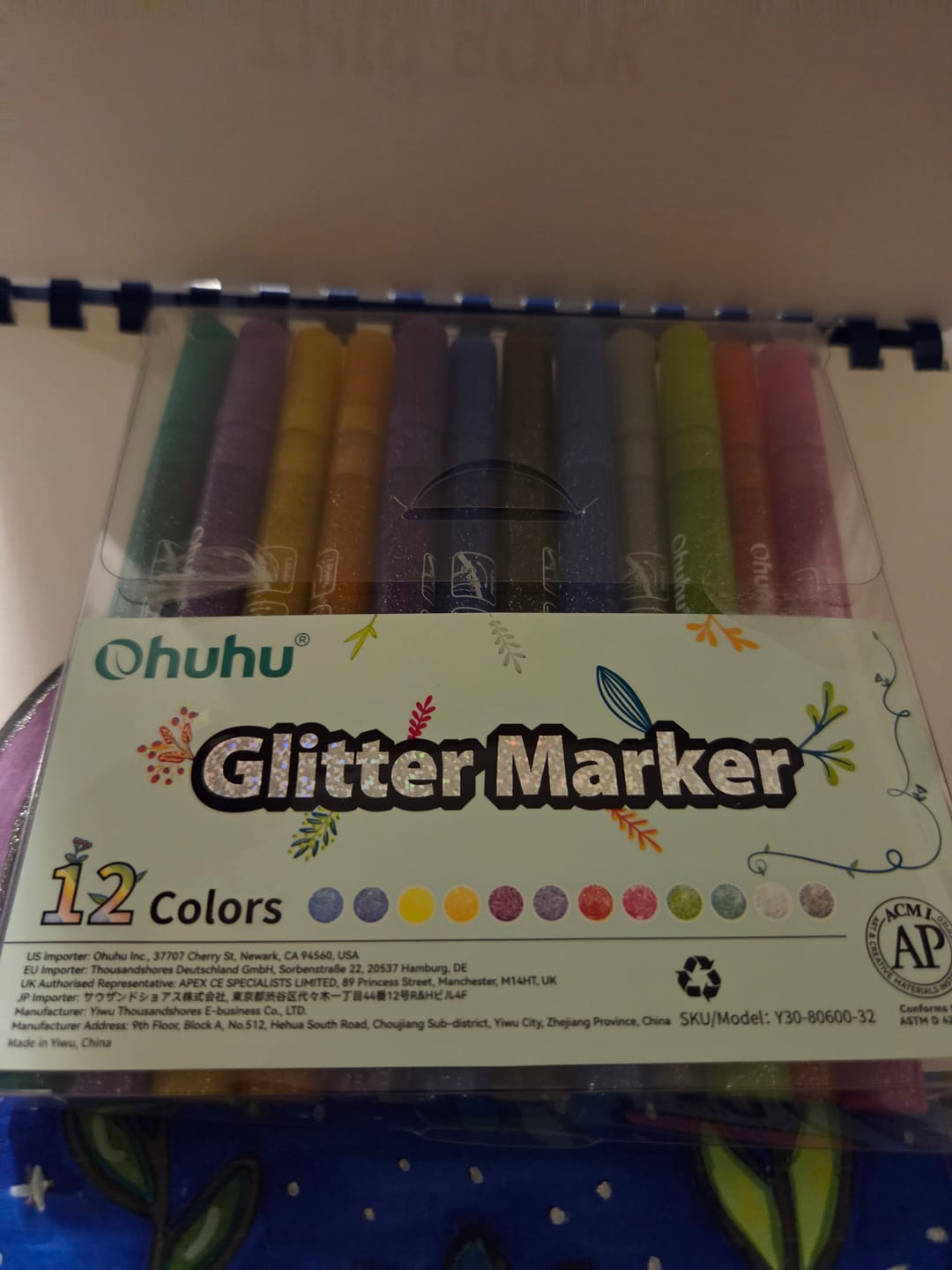 Customer photo review of Ohuhu Water-Based Glitter Metallic Marker Pens, 12 Shimmer Colors