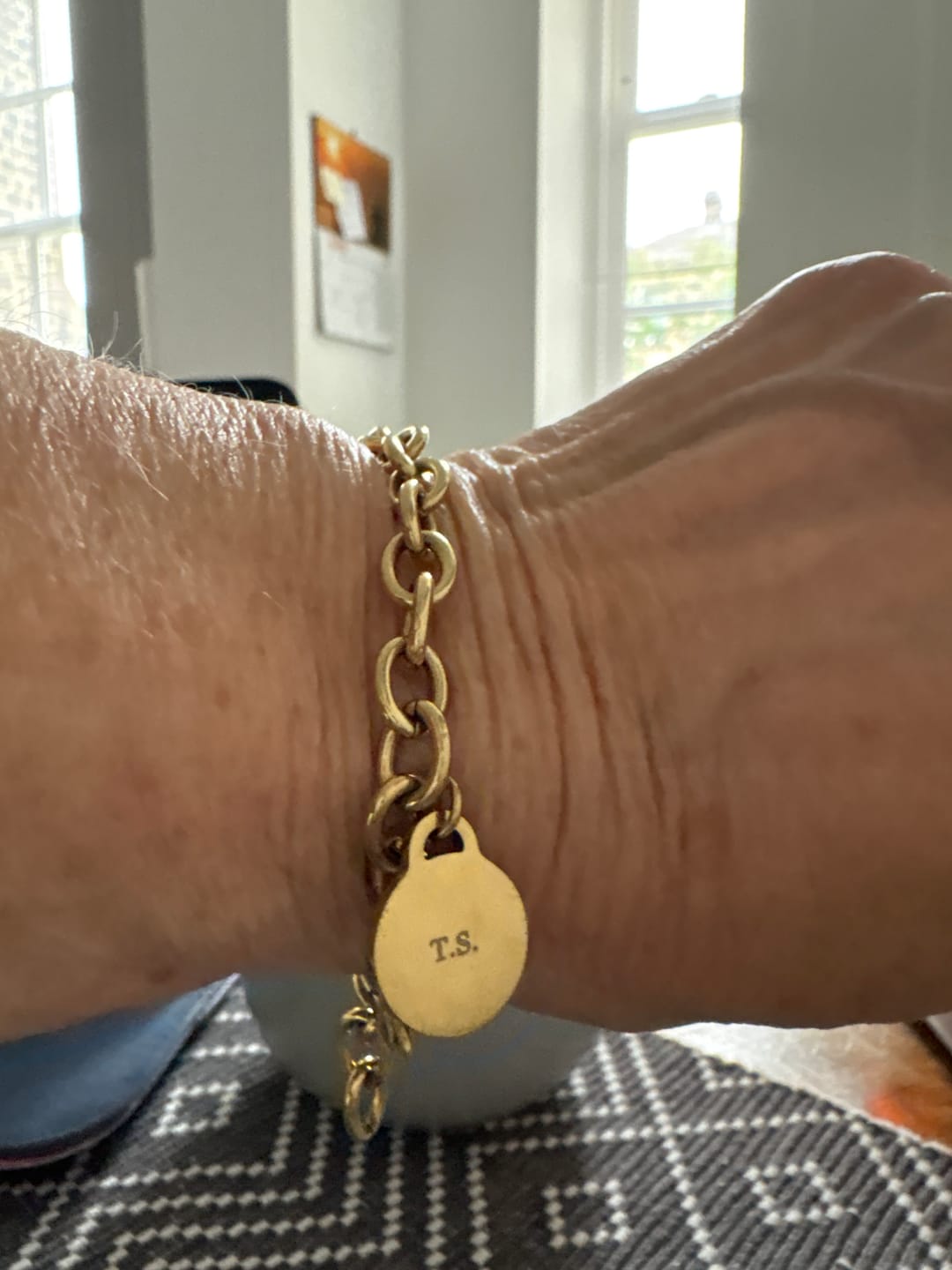 Customer photo review of Engravable Classic Chunky Disc Bracelet