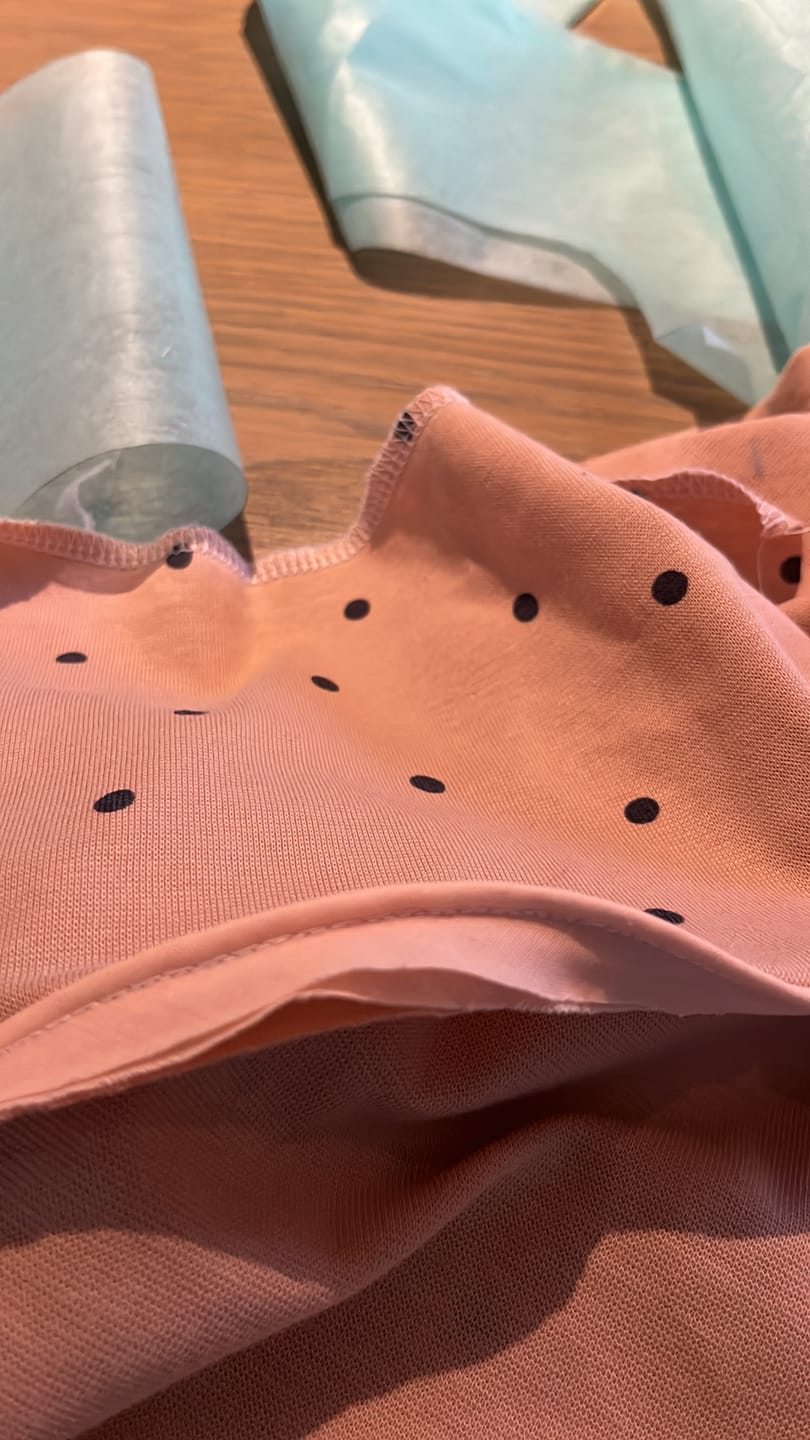 Customer photo review of Printed Knit Grey/Peach Spotted