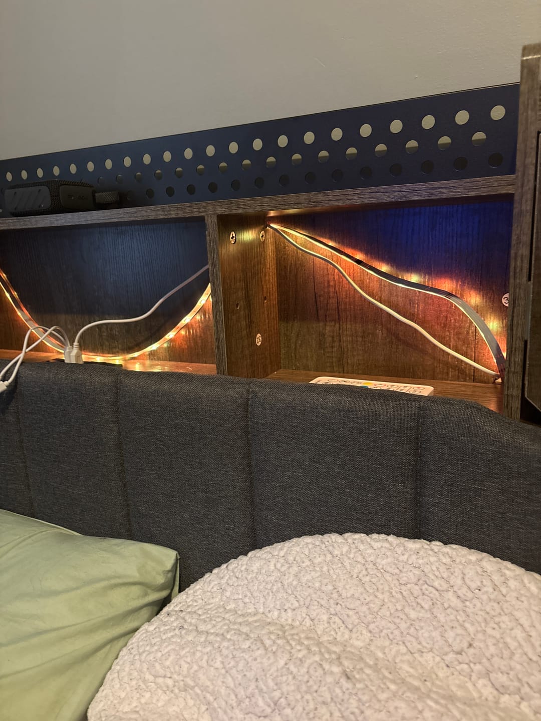 Customer photo review of Queen Metal Bed Frame with Headboard Storage Light