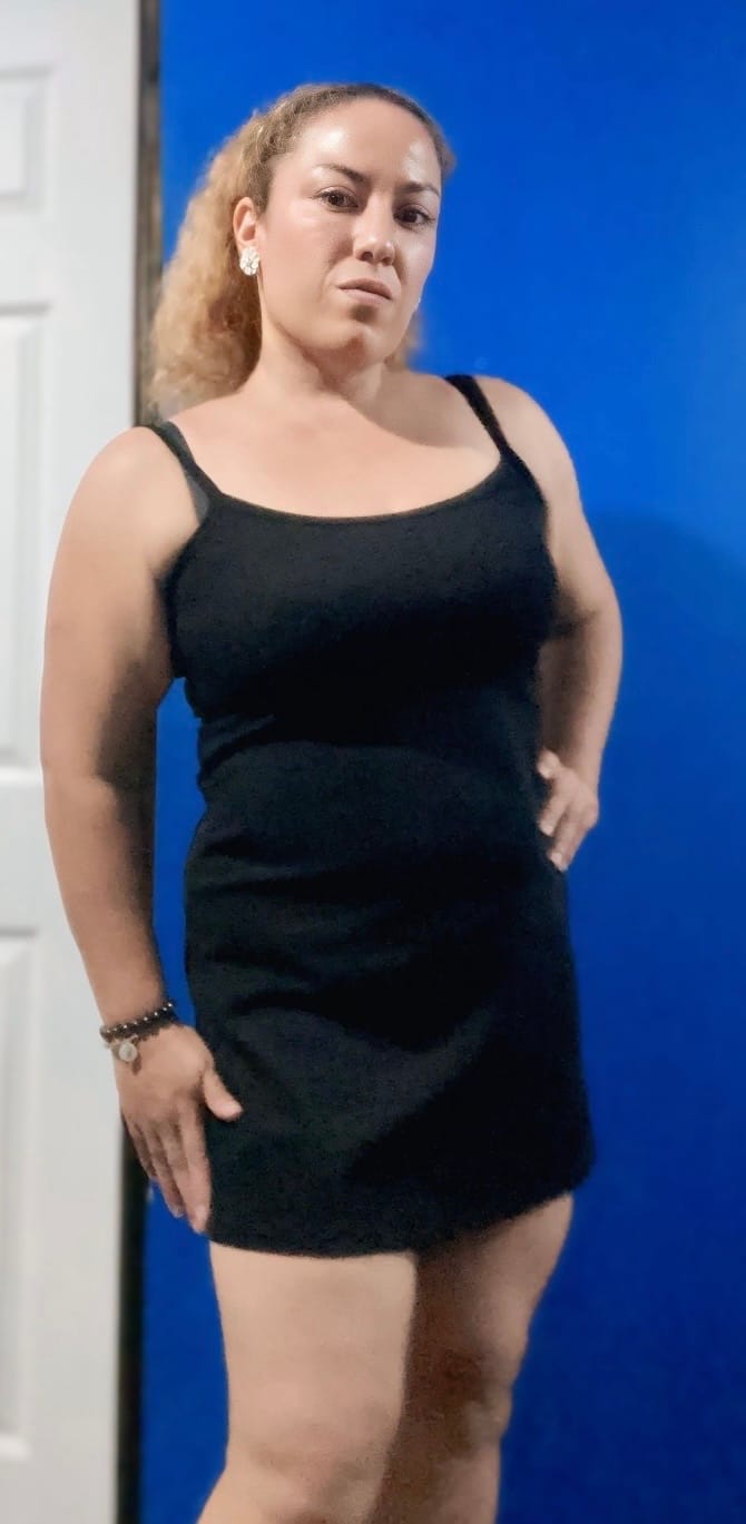 Customer photo review of Ribbed A-Line Spaghetti Mini Dress