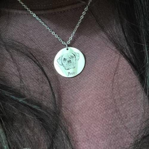 Customer photo review of Custom Pet Portrait Necklace