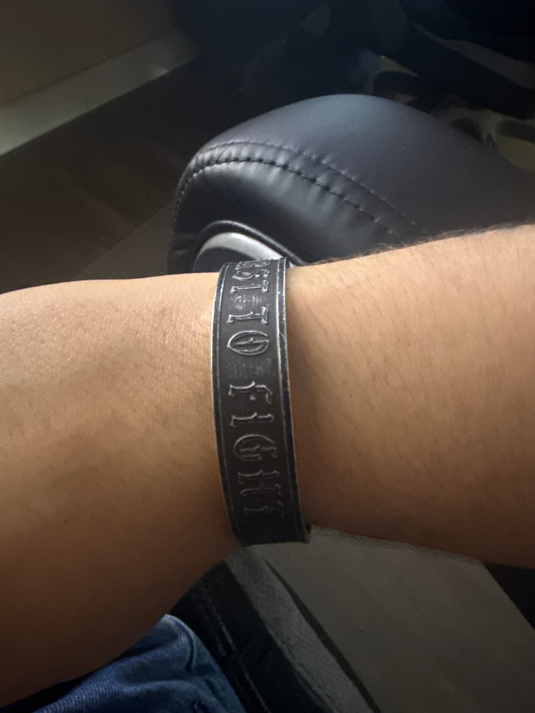 Customer photo review of First To Fight - Marines - Stainless Steel Cuff Braclet