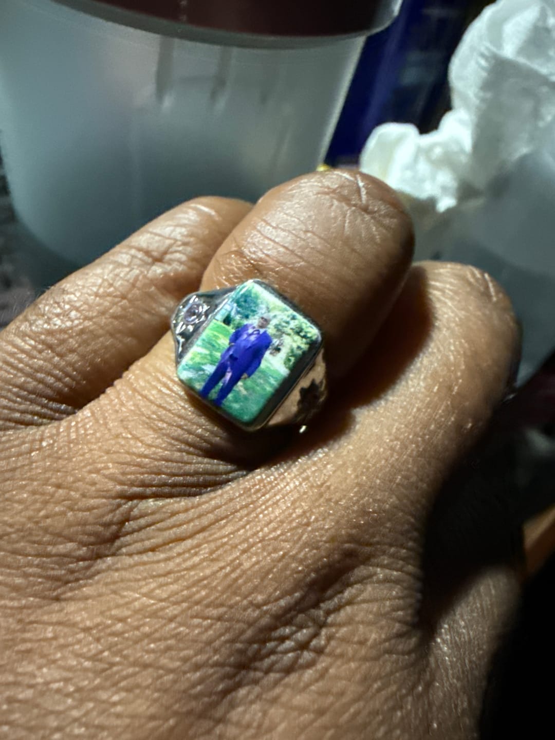 Customer photo review of Personalized Photo Birthstone Custom Ring