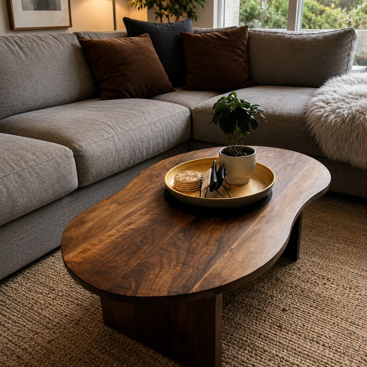 Customer photo review of Modern Solid Wood Coffee Table with Artistic Wave Design