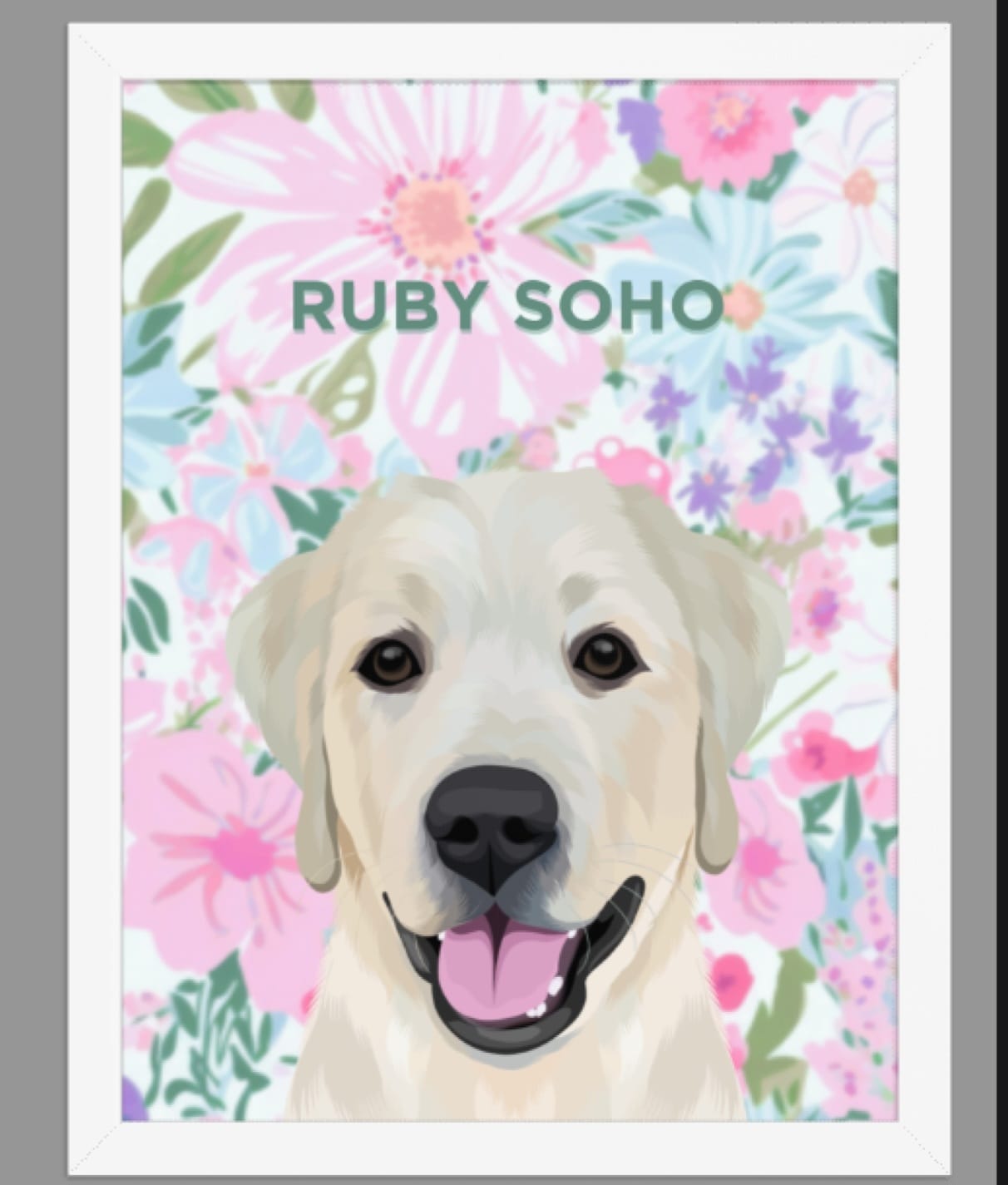 Customer photo review of Custom Pet Portrait (Framed) - Fresh Florals