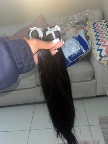 Customer photo review of Vietnamese Super Double Drawn Bone Straight Natural Black Bundles