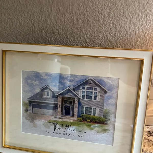 Customer photo review of Custom Watercolor Home Portrait