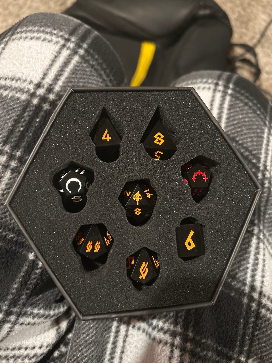 Customer photo review of PRE-ORDER | Darkest Dungeon Desperation Sharp-Edged Resin Dice Set