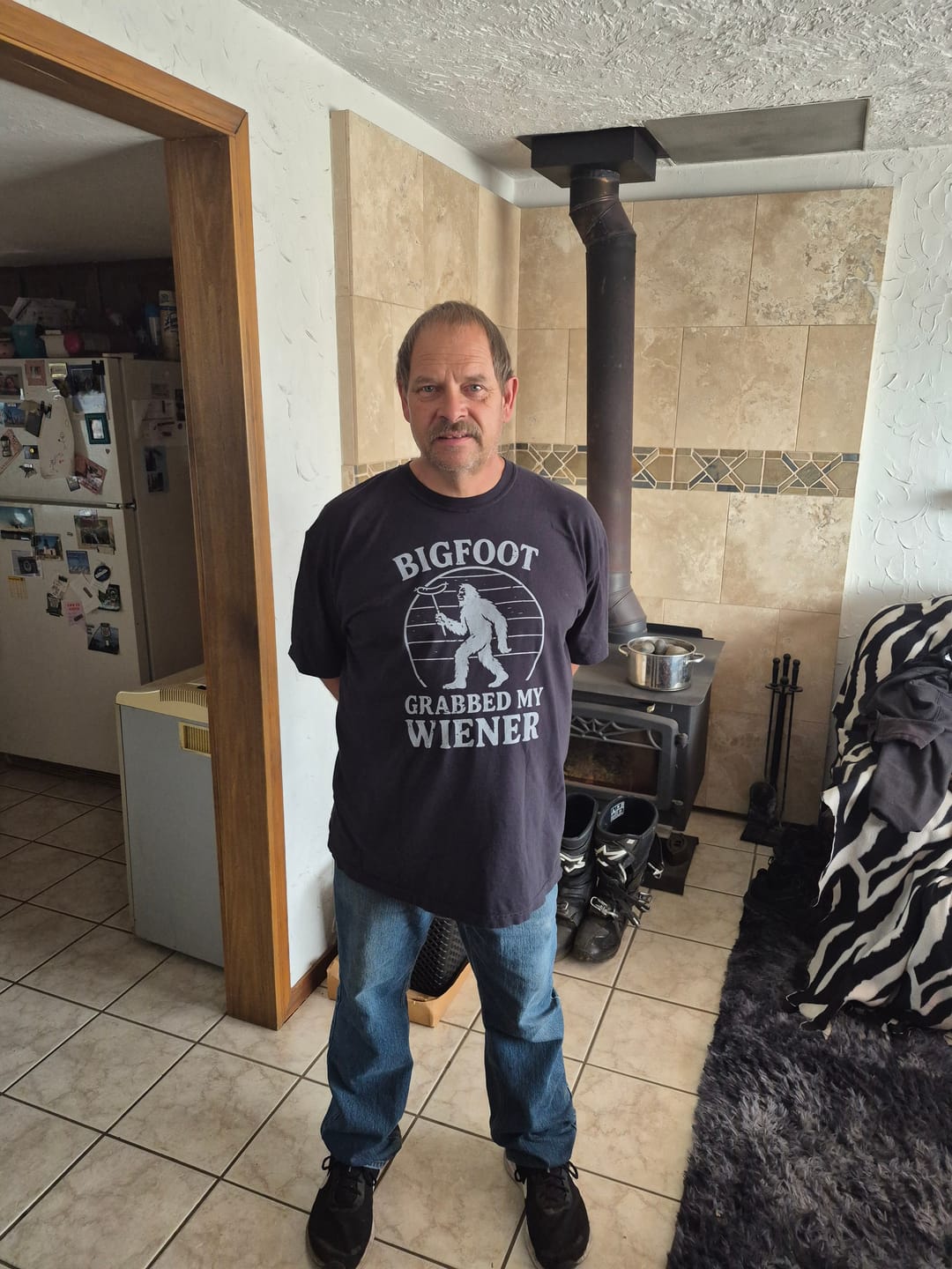 Customer photo review of Bigfoot Grabbed My Wiener T-Shirt