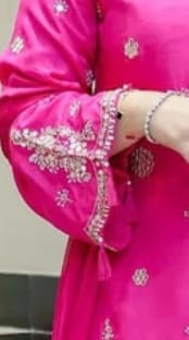 Customer photo review of Pink Embroidered Silk Suit Set
