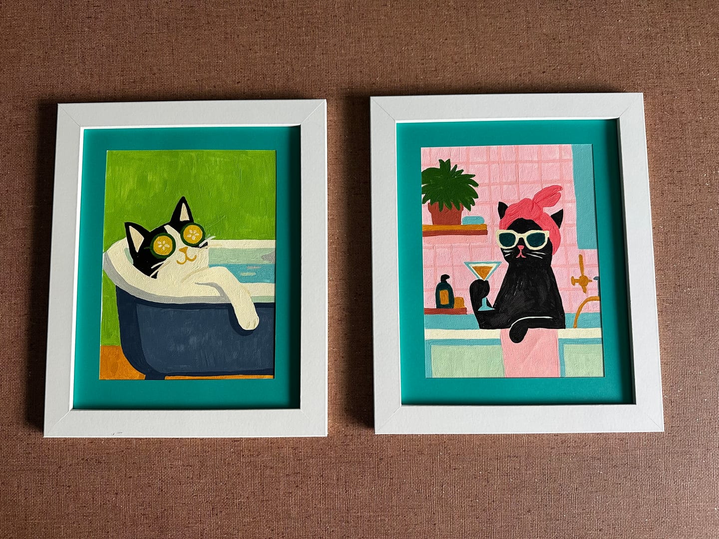 Customer photo review of 6 Mini Paintings - Crazy Cat Set