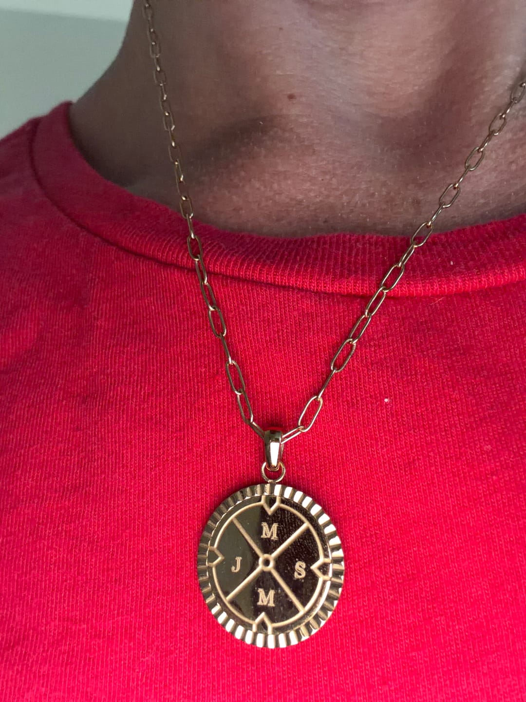 Customer photo review of Engravable Compass Necklace