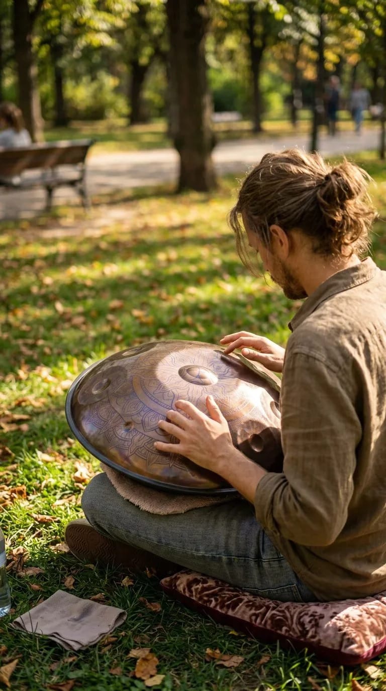Customer photo review of Cosmos Handpan - Poseidon 9/10/12 Notes in D Minor - Tambourine Gift Set