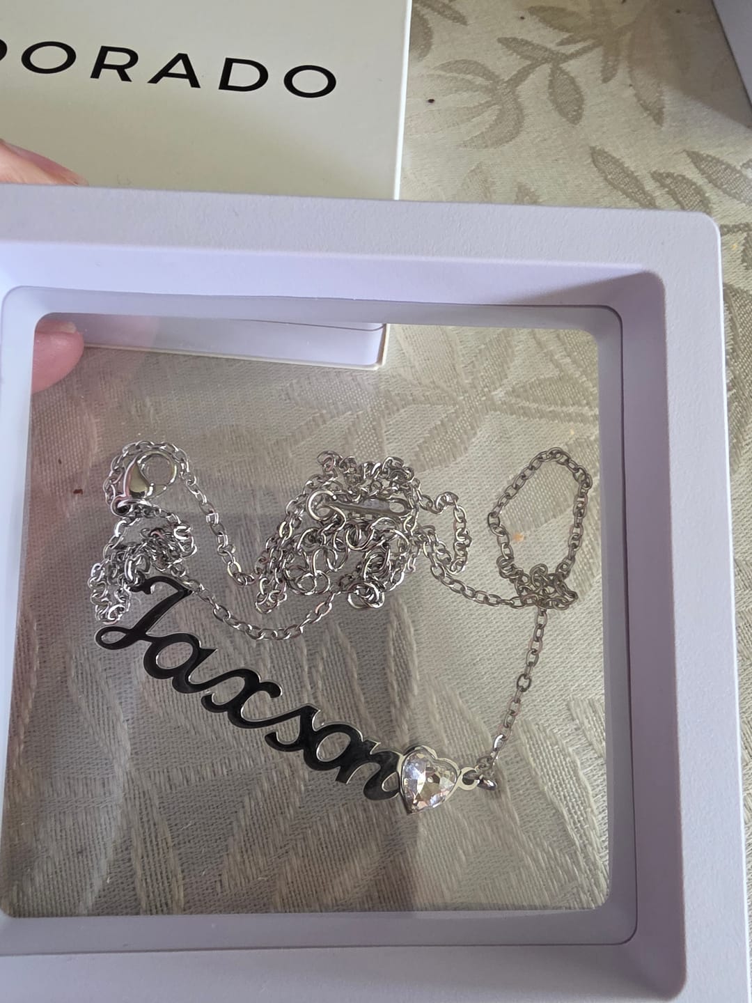 Customer photo review of Birthstone Name Necklace