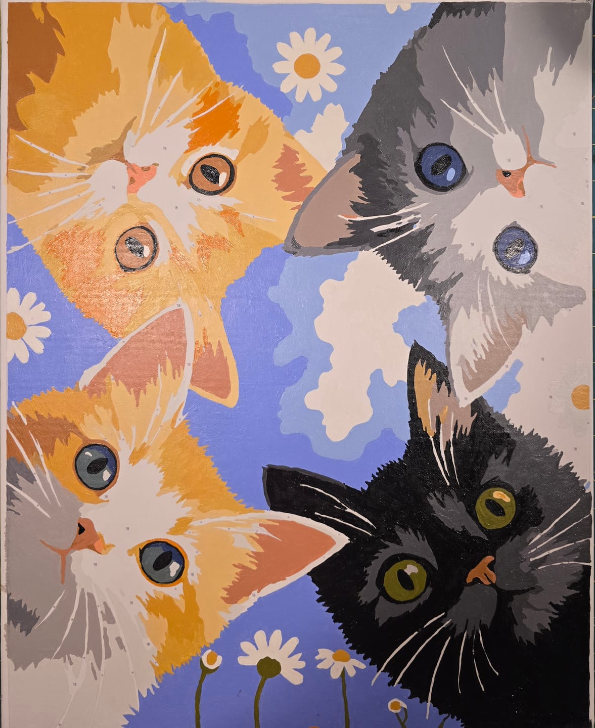 Customer photo review of Kittens Peek | Paint by Number