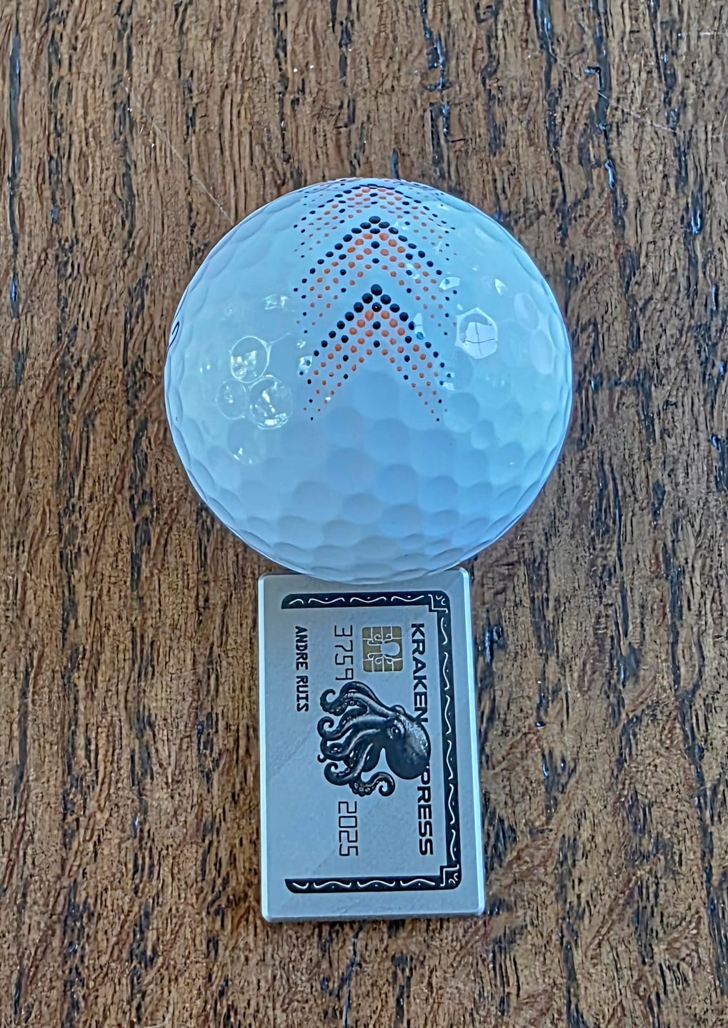 Customer photo review of The Silver Kraken Express Ball Marker | Kraken Titanium Golf Ball Marker
