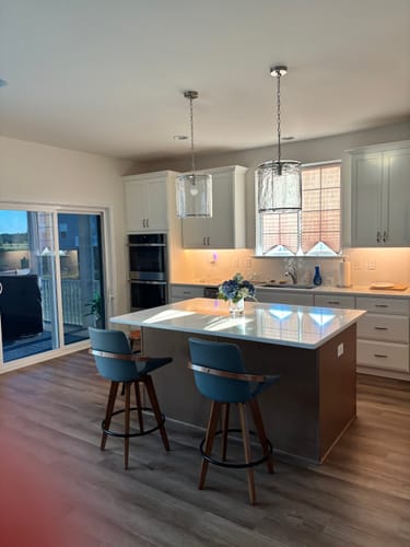 Customer photo review of Farmhouse Clear Textured Glass Cylinder Cage Pendant