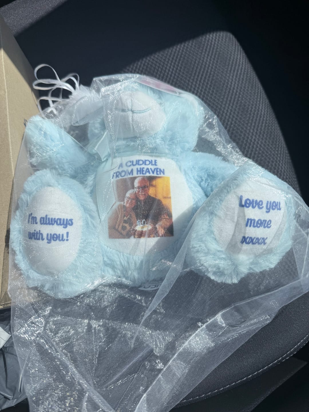 Customer photo review of Design a Personalised Blue Teddy – Add Your Photo, Name or Message