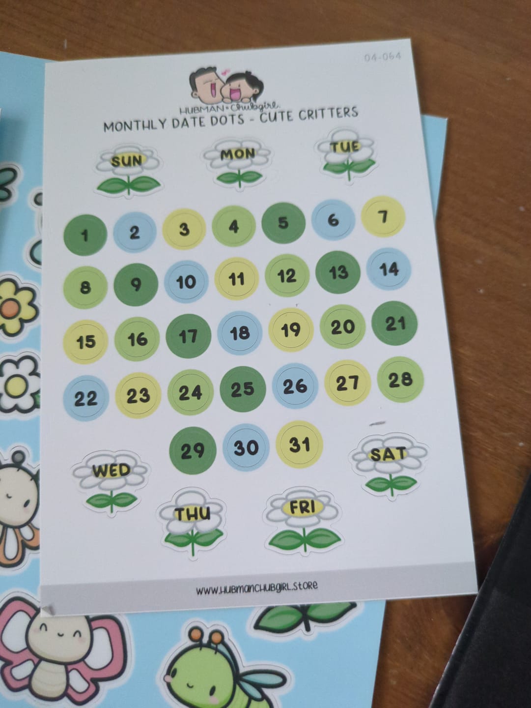 Customer photo review of Monthly Date Dots - Cute Critters Planner Stickers