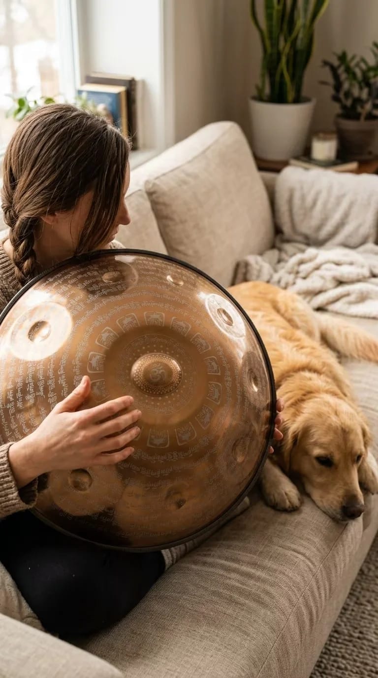 Customer photo review of Cosmos Handpan - Tantra Tibetan Series 9/10/12 Notes Tambourine - Gift Set