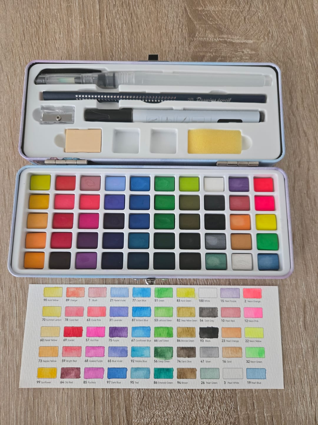 Customer photo review of Ohuhu 50 Colors Portable Watercolor Paint Set