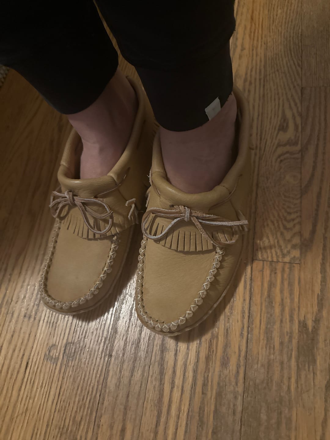 Customer photo review of Women's Moose Hide Fringed Moccasins