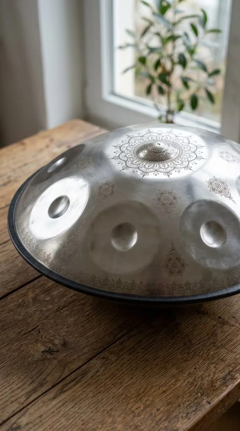 Customer photo review of Cosmos Handpan - Silver Mandarins 10 Notes in D Minor - Tambourine Gift Set
