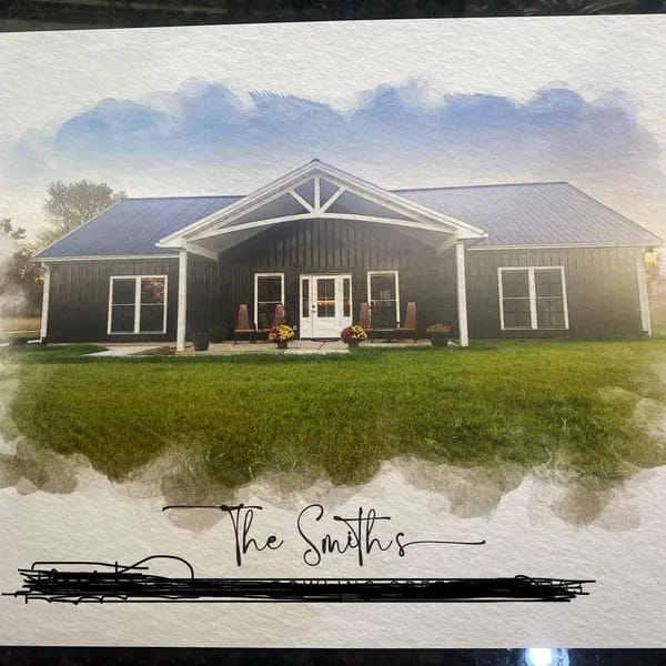 Customer photo review of Custom Watercolor Home Portrait