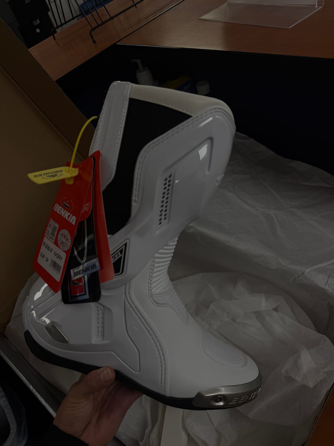 Customer photo review of Motorcycle Riding Boots White