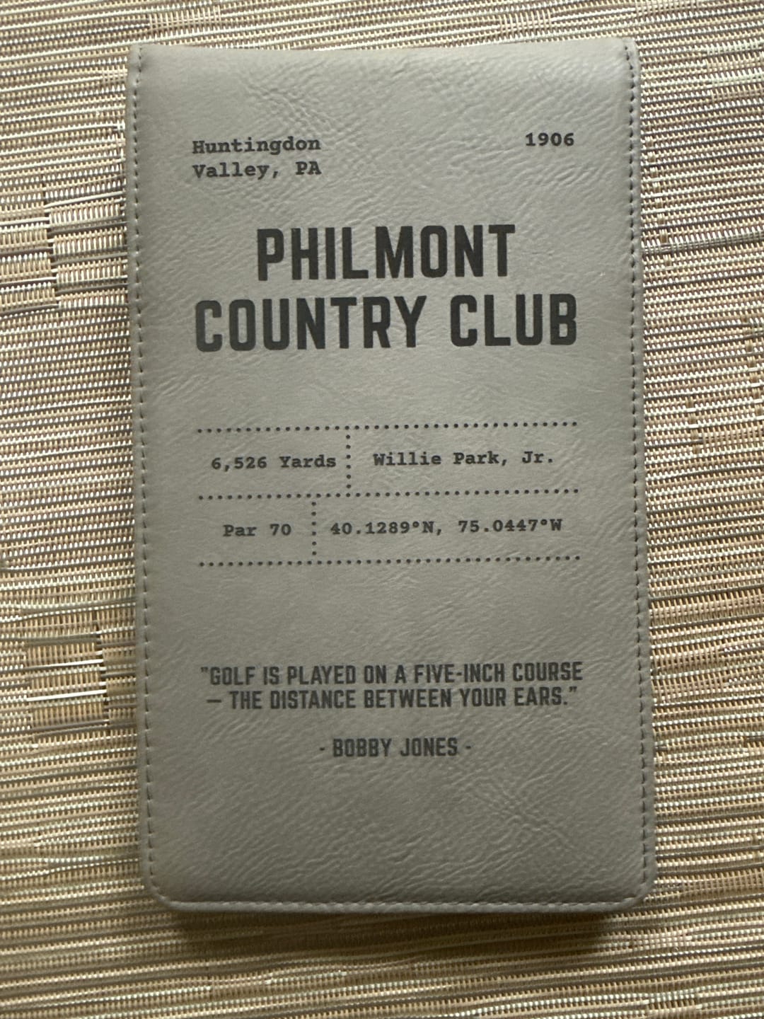 Customer photo review of Personalized Leather Golf Scorecard Holder/Yardage Book