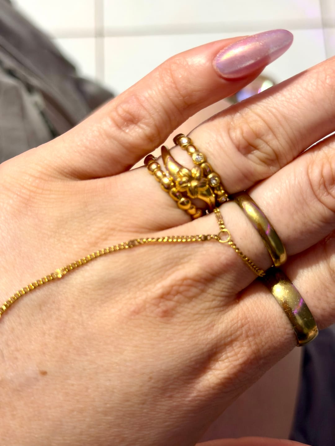 Customer photo review of Cowrie Plumeria Ring