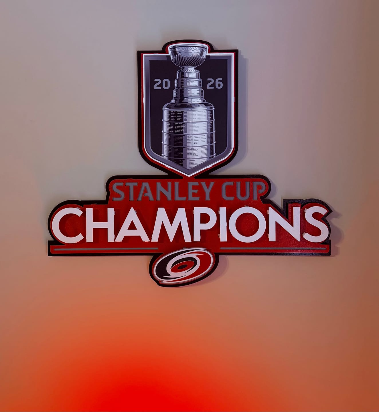Customer photo review of Carolina Hurricanes OFFICIAL 2026 Stanley Cup 3D Metal Wall Art