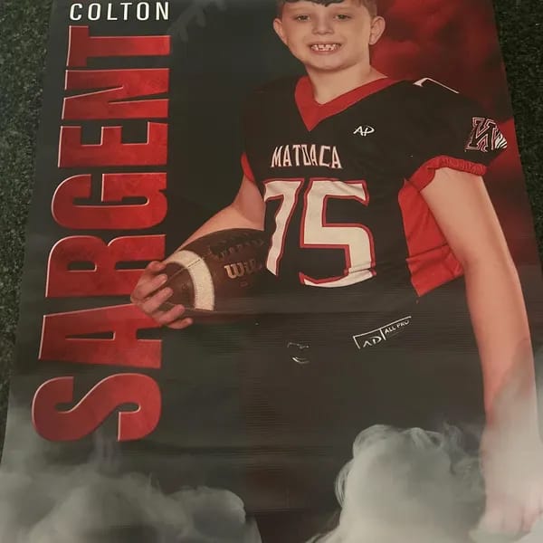 Customer photo review of Custom Sports Banner - Sports Legends Football
