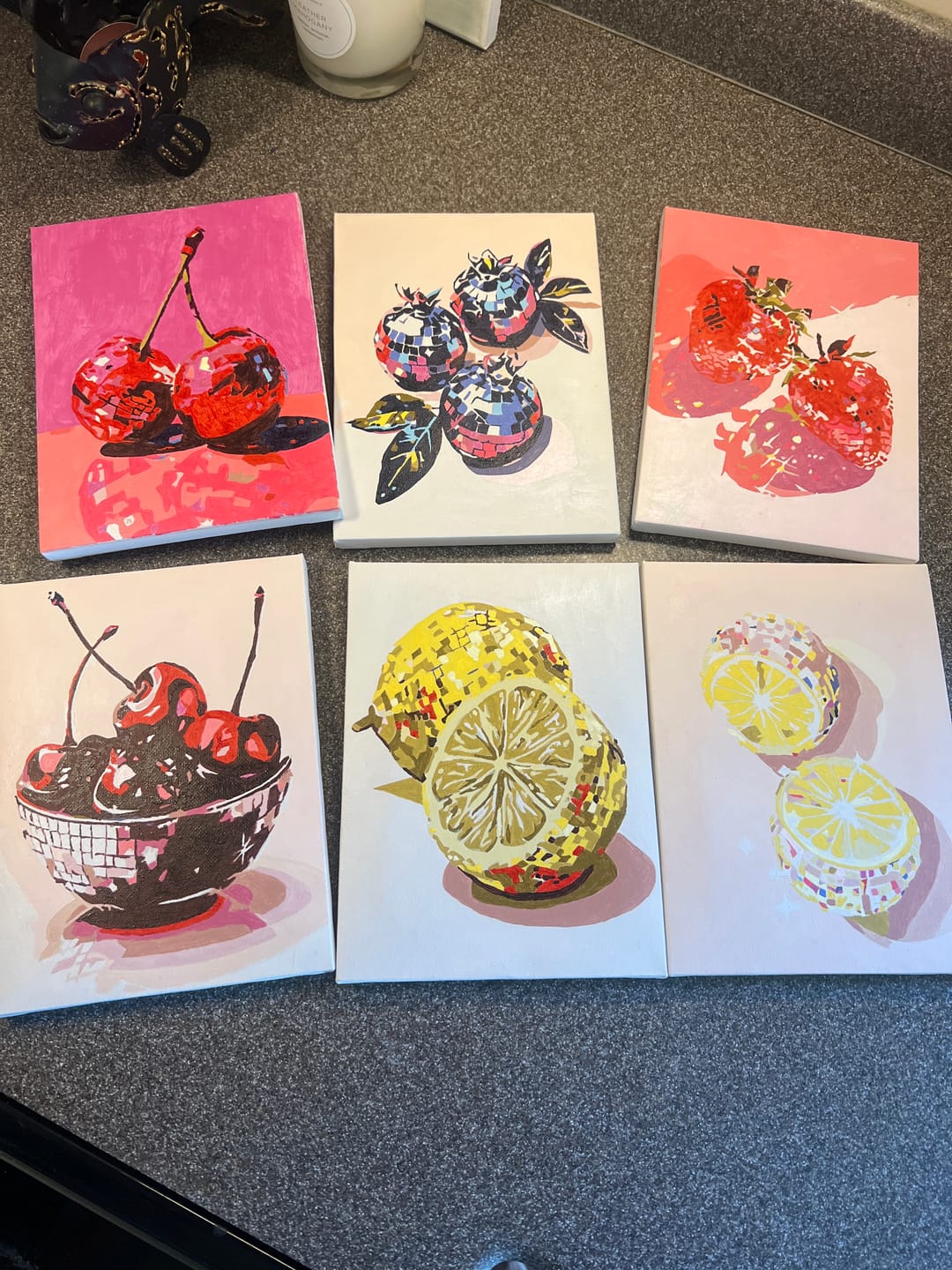 Customer photo review of 6 Mini Paintings - Disco Fruit Set