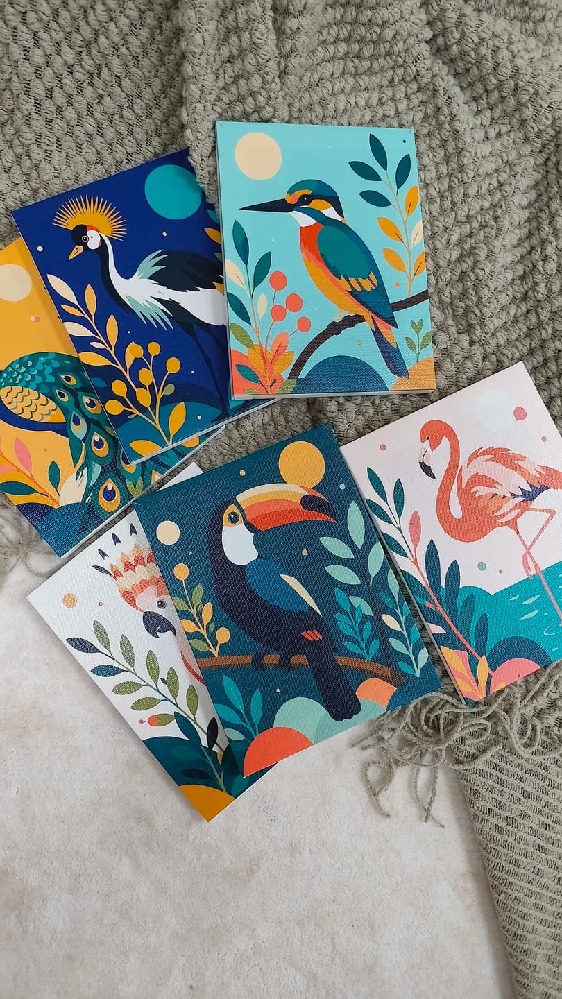 Customer photo review of 6 Mini Paintings - Exotic Birds Set